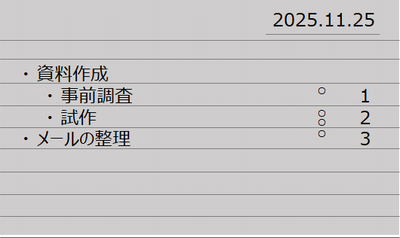 １日のタスクリスト